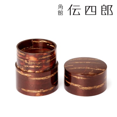 角館樺細工《藤木伝四郎商店》素筒 茶筒(平)無地皮|02_kdk-470101