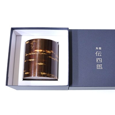 角館樺細工《藤木伝四郎商店》素筒 茶筒(平)無地皮|02_kdk-470101