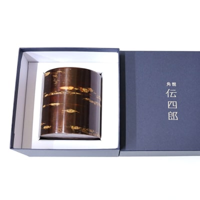 角館樺細工《藤木伝四郎商店》素筒 茶筒(平)無地皮|02_kdk-470101