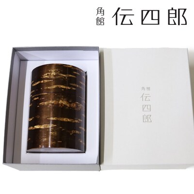 角館樺細工《藤木伝四郎商店》素筒 茶筒(大)無地皮|02_kdk-480101