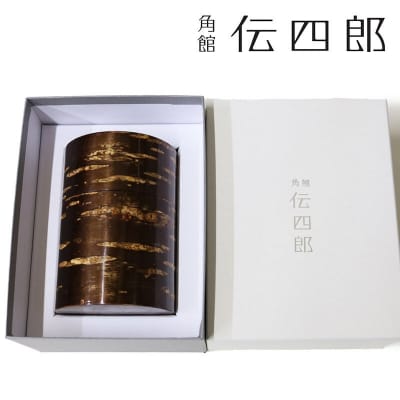 角館樺細工《藤木伝四郎商店》素筒 茶筒(大)無地皮|02_kdk-480101