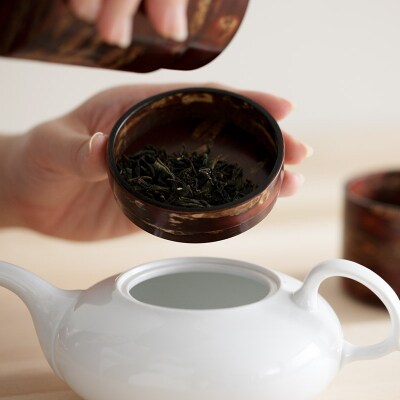 角館樺細工《藤木伝四郎商店》素筒 茶筒(大)無地皮|02_kdk-480101