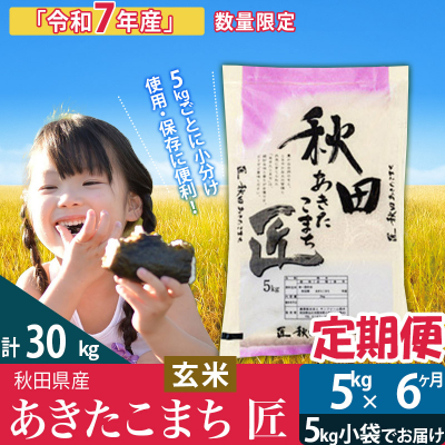 玄米5kg 令和7年産 定期便6回 あきたこまち 5kg  匠|02_snk-020306s