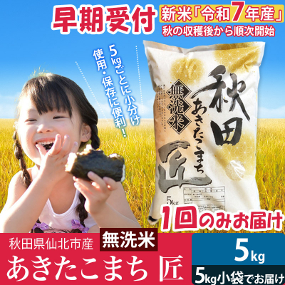 【無洗米5kg】令和7年産 新米 早期受付 秋田県産あきたこまち5kg|02_snk-030301s