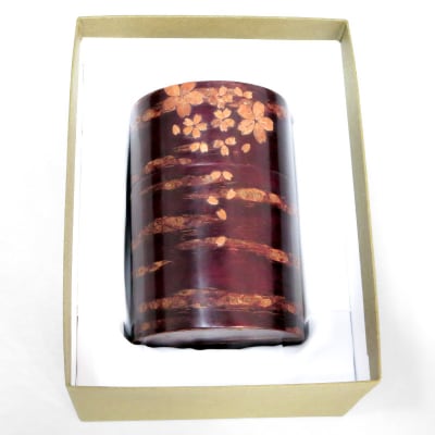 角館樺細工 総皮茶筒(大)桜 化粧箱|02_kdk-105801