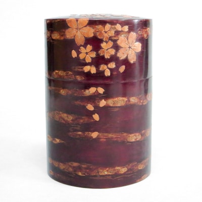 角館樺細工 総皮茶筒(大)桜 化粧箱|02_kdk-105801