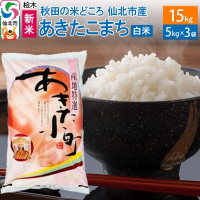 仙北市産 あきたこまち 5kg×3袋(令和5年産 精米 15kg)|02_hnk-010101