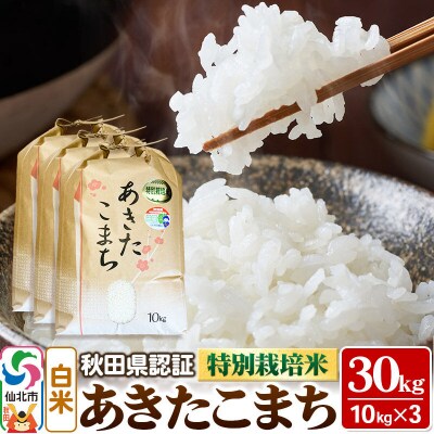あきたこまち(白米)10kg×3袋 令和7年産 秋田県認証 特別栽培米|02_ssn-013001