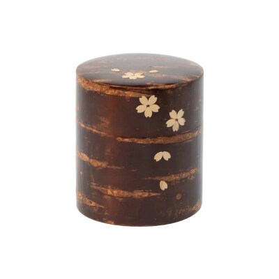 伝統工芸 【八柳】 茶缶 平型 150g 無地桜|02_kdk-916001