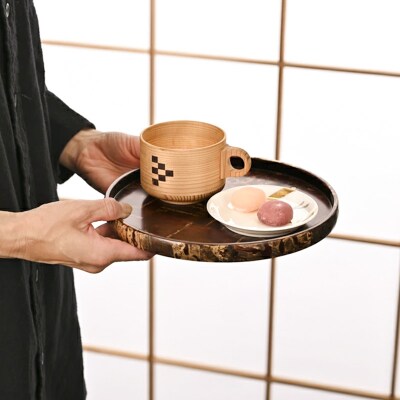 角館樺細工《樺細工 八柳》 丸 茶盆 小 角館工芸協同組合|02_kdk-932301