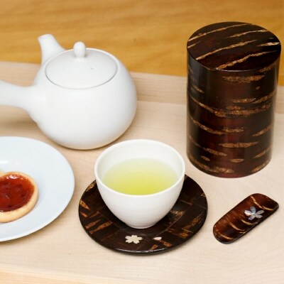 角館樺細工《樺細工 八柳》 丸 茶托 市松 ゆうパケット|02_kdk-990701