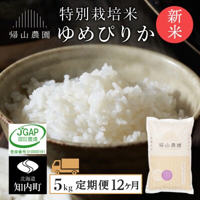 【新米発送】☆12カ月定期便☆「ゆめぴりか 5kg」特別栽培米産地直送《帰山農園》