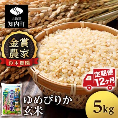 【令和7年産】【定期便 12カ月】ゆめぴりか 玄米 5kg 《杉本農園》