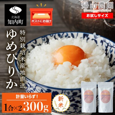 【新米発送】ゆめぴりか 米 一合 150g× 2袋 国産 北海道 北海道米 知内 帰山農園