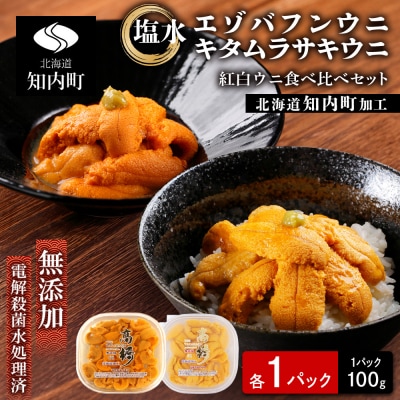2026年先行受付☆知内加工☆紅白ウニ食べ比べ 各1×100 g【マルタカ高橋商店】