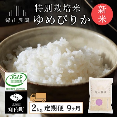 【令和8年産新米先行受付】【9カ月定期便】特別栽培米産地直送 ゆめぴりか 2kg 帰山農園