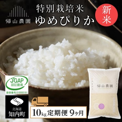 【令和8年産新米先行受付】【9カ月定期便】特別栽培米産地直送 ゆめぴりか 10kg 帰山農園
