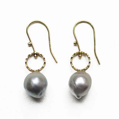 kerama pearl × marumaru hook earring / K18 (両耳)
