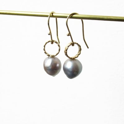kerama pearl × marumaru hook earring / K18 (両耳)