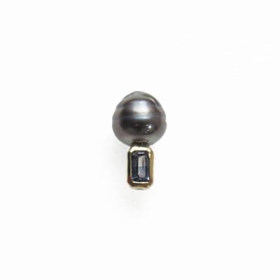 kerama pearl × blue sapphire earring 2 / K18 (片耳)