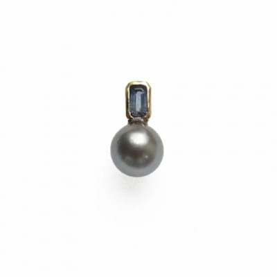 kerama pearl × blue sapphire earring 1 / K18 (片耳)