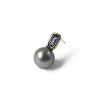 kerama pearl × blue sapphire earring 1 / K18 (片耳)
