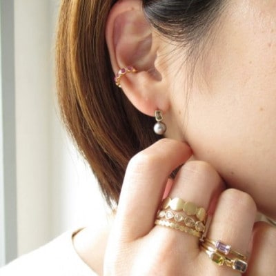 kerama pearl × blue sapphire earring 1 / K18 (片耳)