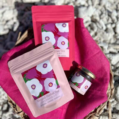 座間味村産ハーブティー飲み比べセット(ハイビスカス&ハイビスカス ブレンド 各1袋&ジャム1個)