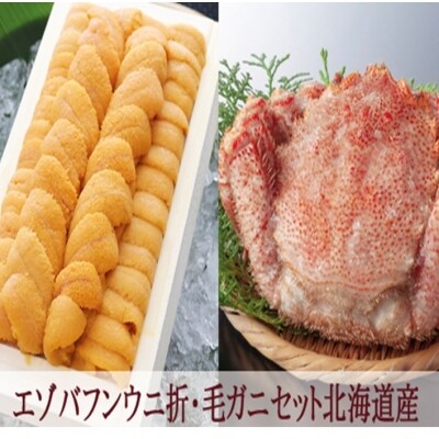 【年内配送】エゾバフンウニ140g×1折、毛ガニ300g前後～400g前後×2尾 D-53025