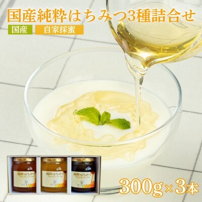 国産純粋はちみつ3種詰合せ　300g×3本No.0088
