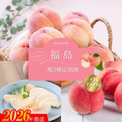 厳選!福島の桃 3種定期便 各約2kg【2026年発送　先行受付】No.1621