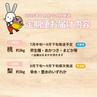 フルーツ2種定期便 桃約3kg、梨約3kg 【2026年発送】No.2036