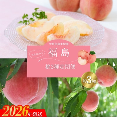 中野/佐藤果樹園 福島の桃3種定期便 各3kg【2026年発送 先行受付】No.2222