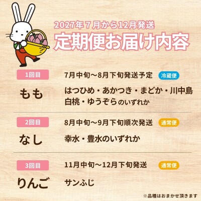 福島のフルーツ3種定期便(もも・梨・りんご)_MD-2【2027年発送】No.2369