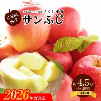  サンふじりんご 訳あり ご家庭用　約4.5kg【2026年度発送】No.2773