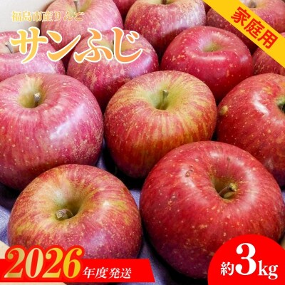  りんご「サンふじ」【ご家庭用】約3kg【2026年発送】No.1221
