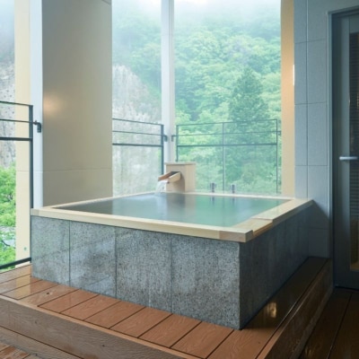 土湯温泉山水荘ペア宿泊券～源泉かけ流し露天風呂付客室(ジュニアスイートルーム)～No.2890