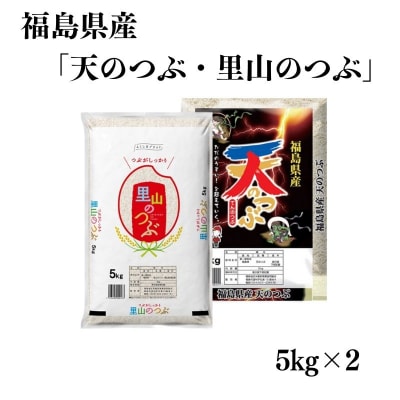 【令和6年産】福島県産米「天のつぶ・里山のつぶ」食べ比べセット　精米 5kg  2袋　No.3054