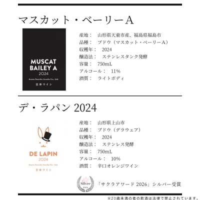  ワイナリー吾妻山麓 赤・オレンジワインの2本セットNo.3271