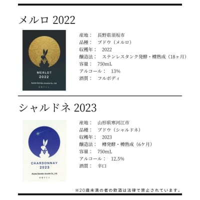  ワイナリー吾妻山麓 赤・白ワイン の2本セットNo.3272