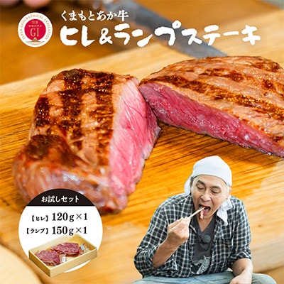 【GI認証】くまもとあか牛 ヒレステーキ&ランプステーキ お試しセット(あか牛のたれ付き)(美里町)