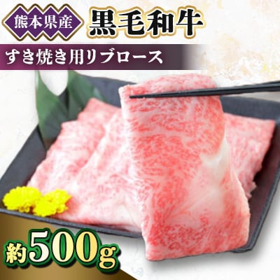 【黒毛和牛】熊本県産　すき焼き用　リブロース500g(1パック)(美里町)