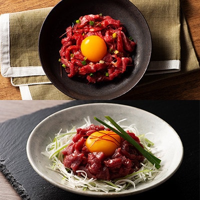 【さとふる限定】「熊本特産」馬刺しユッケ2種とネギトロの食べ比べセット 合計200g(美里町)