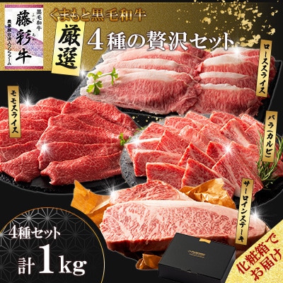 【ギフトボックス】くまもと黒毛和牛「藤彩牛」厳選4種の贅沢セット(美里町)
