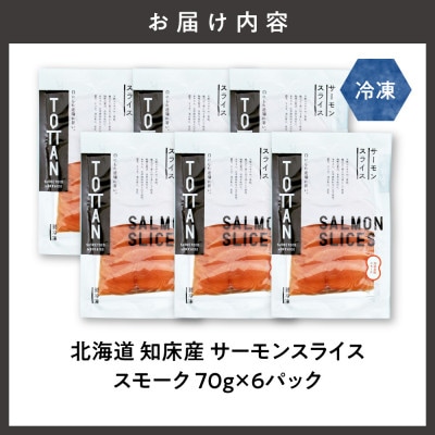 北海道 知床産 サーモンスライス(スモーク)70g×6パック　化学調味料不使用