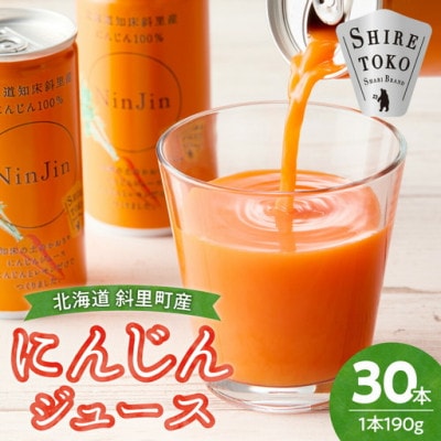 知床斜里産 にんじんジュース (190g×30本) 無添加 北海道人参使用 野菜ジュース