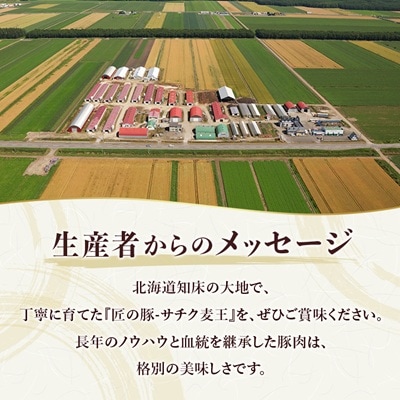 北海道知床斜里産ブランド豚肉「サチク麦王」3種計1.35kg　ヒレ切身、モモ、バラ