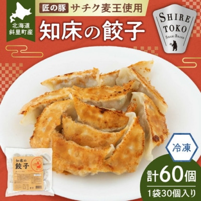 【北海道産】冷凍 豚肉 餃子 60個 知床斜里産「サチク麦王」使用