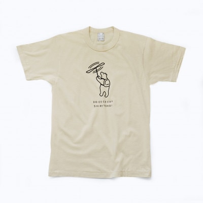 「知床トコさん」×久米繊維　コットンTシャツ　竹とんぼ柄　Lサイズ　半袖