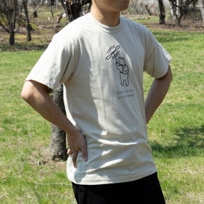 「知床トコさん」×久米繊維　コットンTシャツ　竹とんぼ柄　Lサイズ　半袖